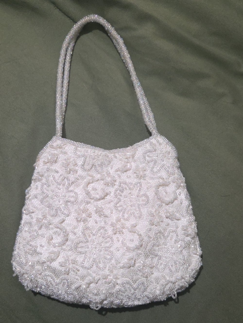 Vintage La Regale Ivory Beaded Floral Evening Bag - Women